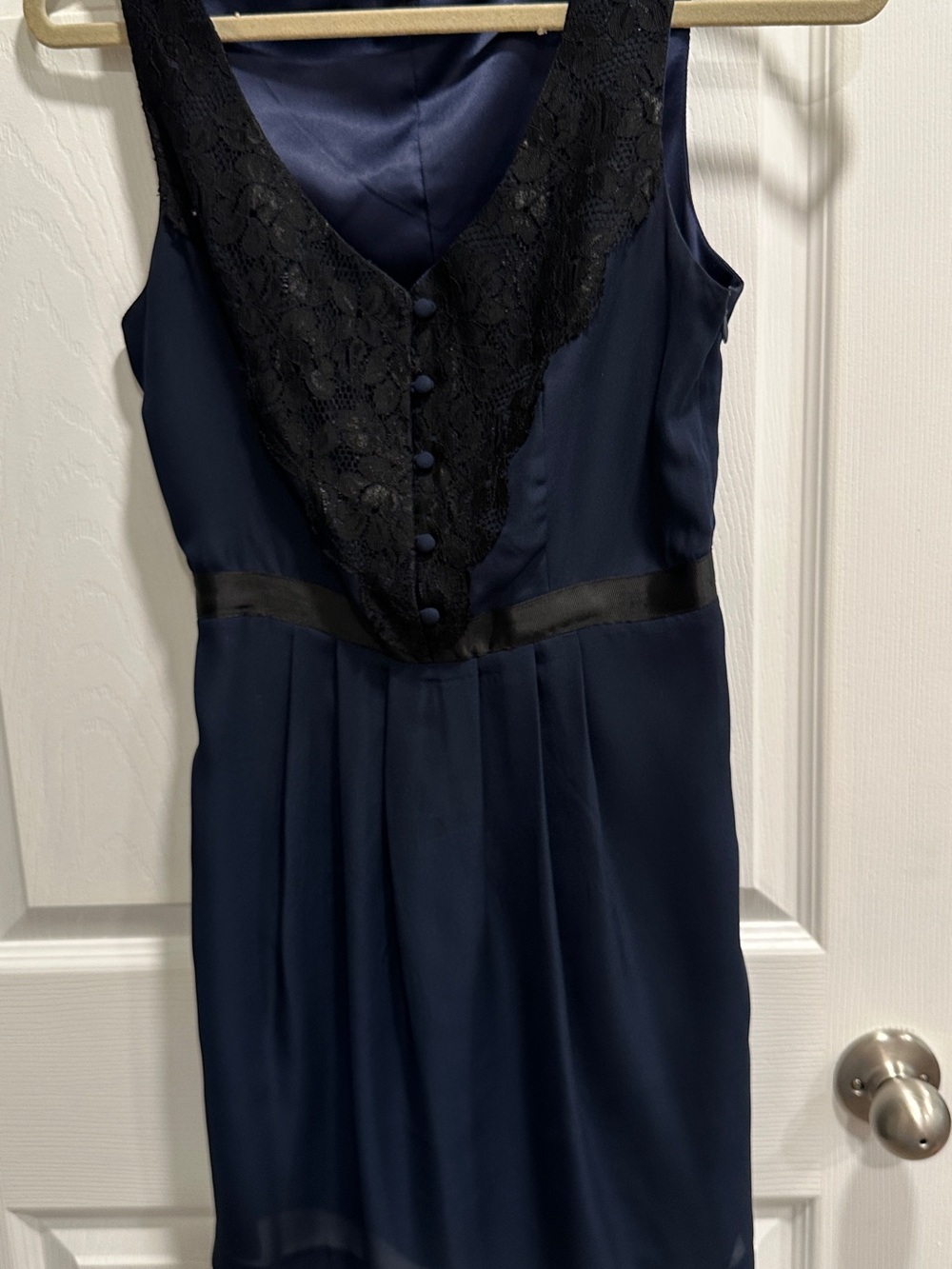 Forever 21 Navy Blue Sleeveless Lace-Trim Mini Dress